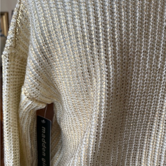 Madden Girl Cream and Gold Crew Neck Sweater 69.00 NWT - Picture 8 of 15